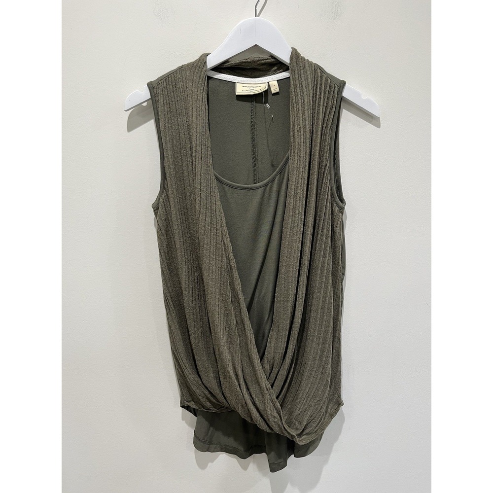 Anthropologie Moulinette Soeurs Top Blouse Wrap Sleeveless Green Sz S‎ NWOT